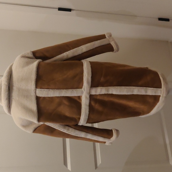 New! BLANK NYC Long Bonded Faux Fur Sherpa Coat Jacket Tan XS - Picture 5 of 12